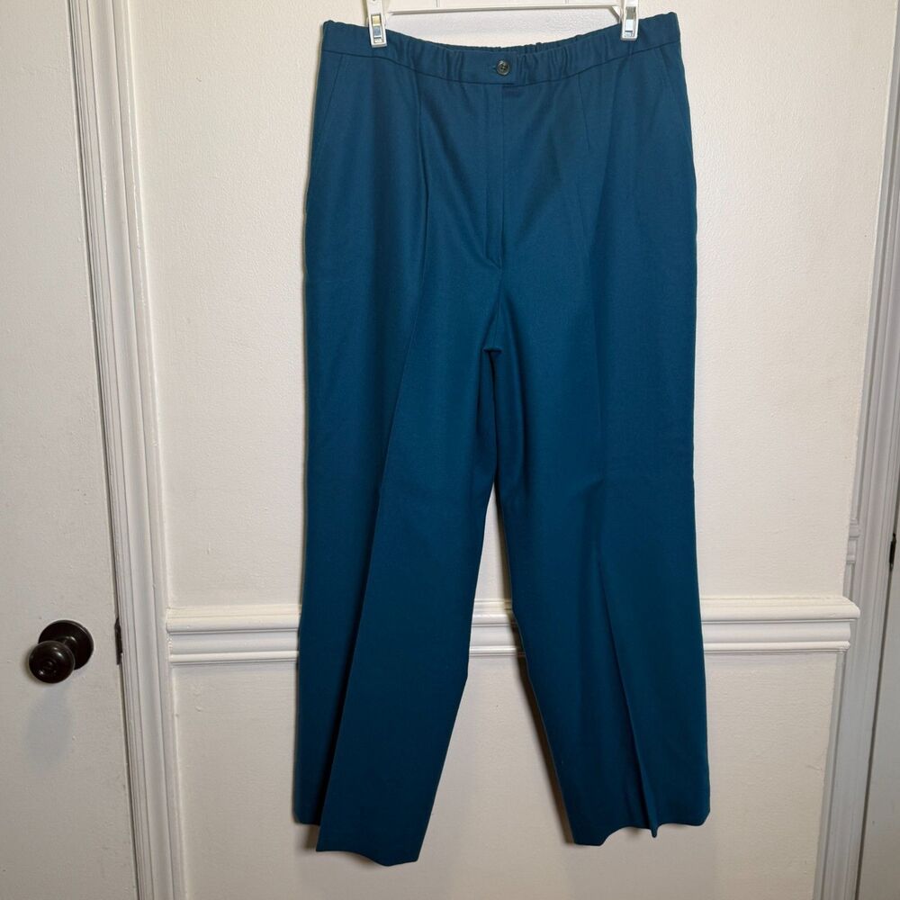 Vintage Pendleton Women’s Wool Slacks Pants Size 14 Blue Teal USA Made Straight